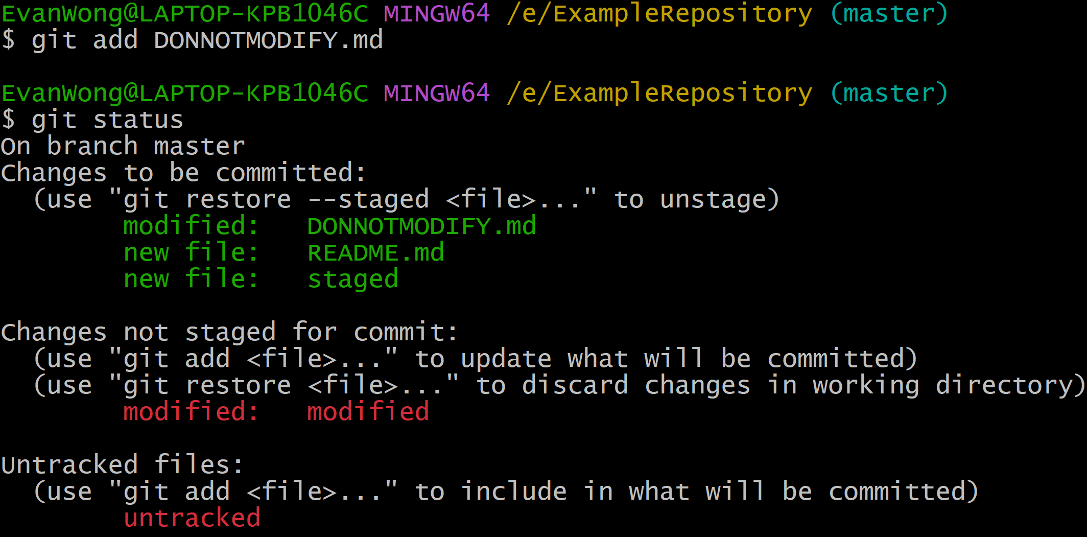 Add Modified Unstaged